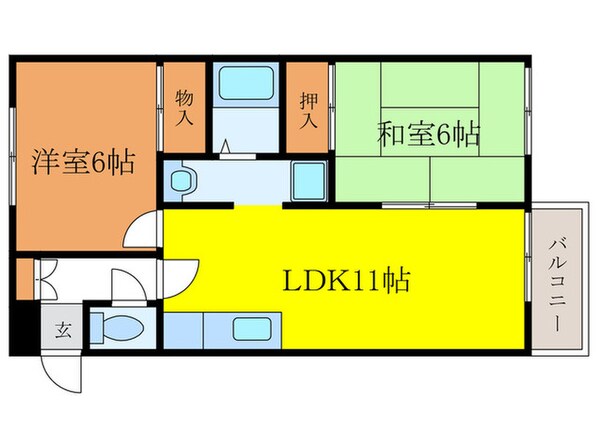 ハイツ北斗Ａ棟の物件間取画像